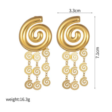 1 Pair IG Style Simple Style Spiral Tassel 304 Stainless Steel Drop Earrings