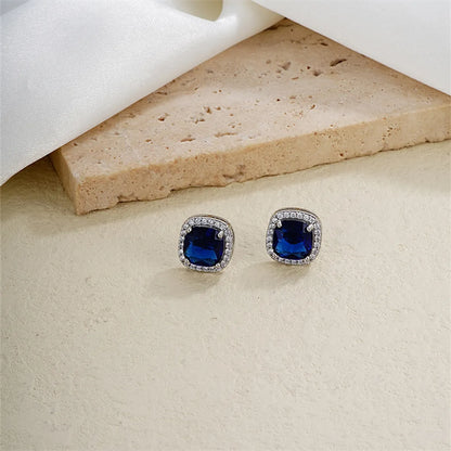 1 Pair Ig Style Simple Style Square Plating Inlay Copper Zircon Ear Studs