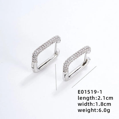 1 Pair Ig Style Simple Style Square Plating Inlay Copper Zircon White Gold Plated Earrings