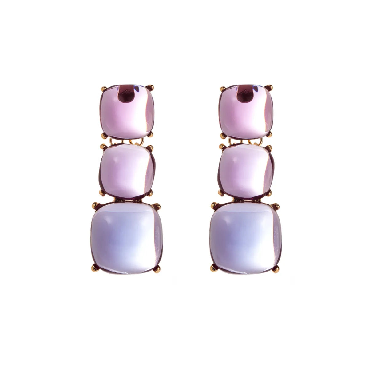 1 Pair Ig Style Simple Style Square Plating Transparent Inlay Alloy Resin Gold Plated Drop Earrings