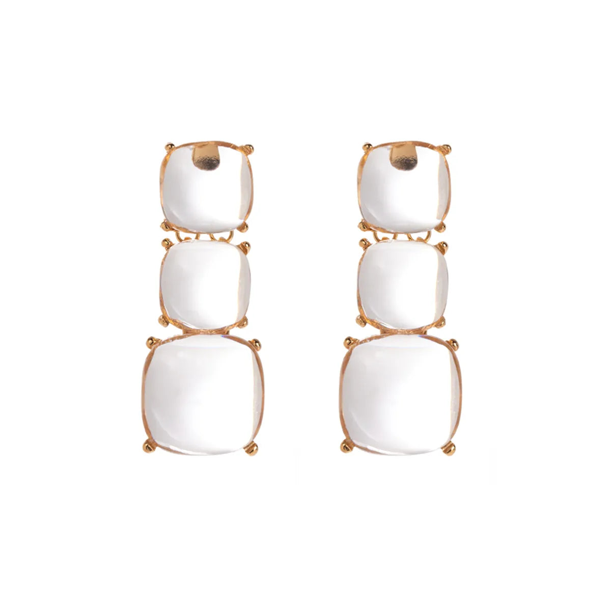 1 Pair Ig Style Simple Style Square Plating Transparent Inlay Alloy Resin Gold Plated Drop Earrings