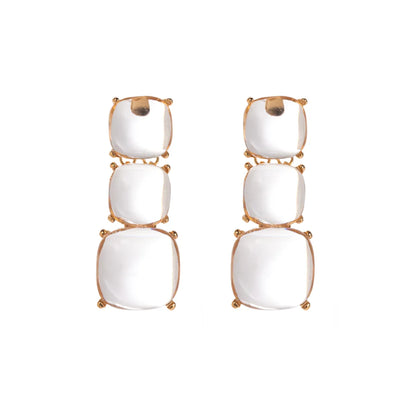 1 Pair Ig Style Simple Style Square Plating Transparent Inlay Alloy Resin Gold Plated Drop Earrings