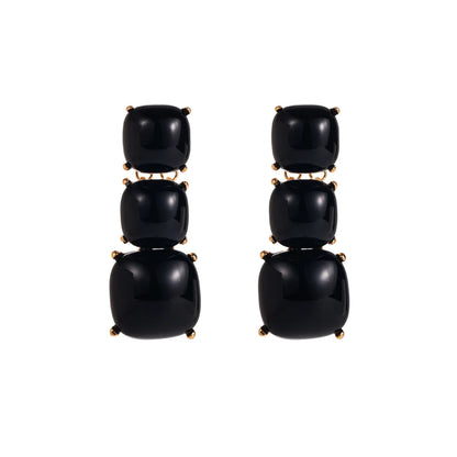 1 Pair Ig Style Simple Style Square Plating Transparent Inlay Alloy Resin Gold Plated Drop Earrings