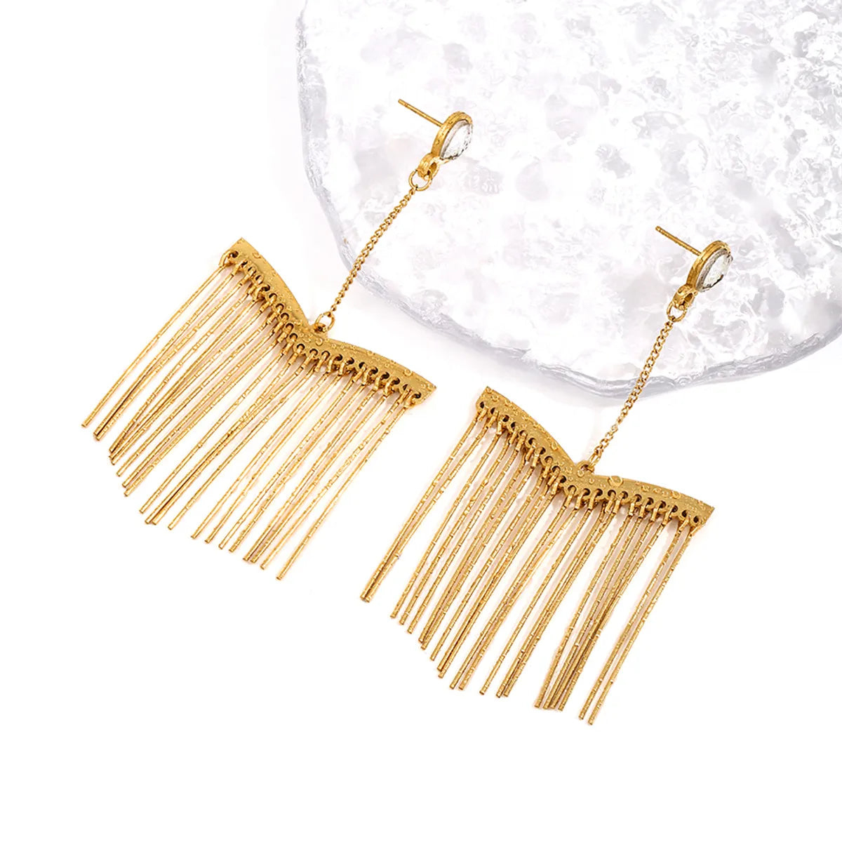 1 Pair Ig Style Simple Style Star Tassel Solid Color Plating Chain Inlay Stainless Steel Artificial Pearls 18k Gold Plated Drop Earrings