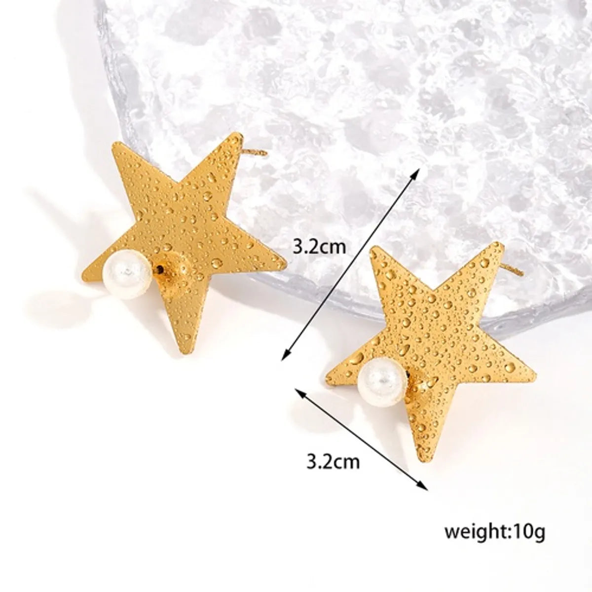 1 Pair Ig Style Simple Style Star Tassel Solid Color Plating Chain Inlay Stainless Steel Artificial Pearls 18k Gold Plated Drop Earrings