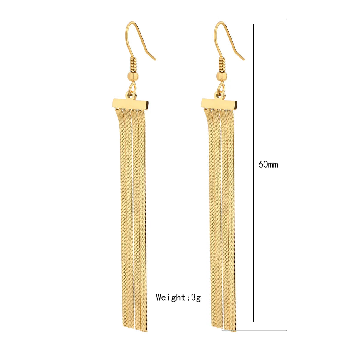 1 Pair IG Style Simple Style Star Tassel Stainless Steel Titanium Steel 18K Gold Plated Drop Earrings