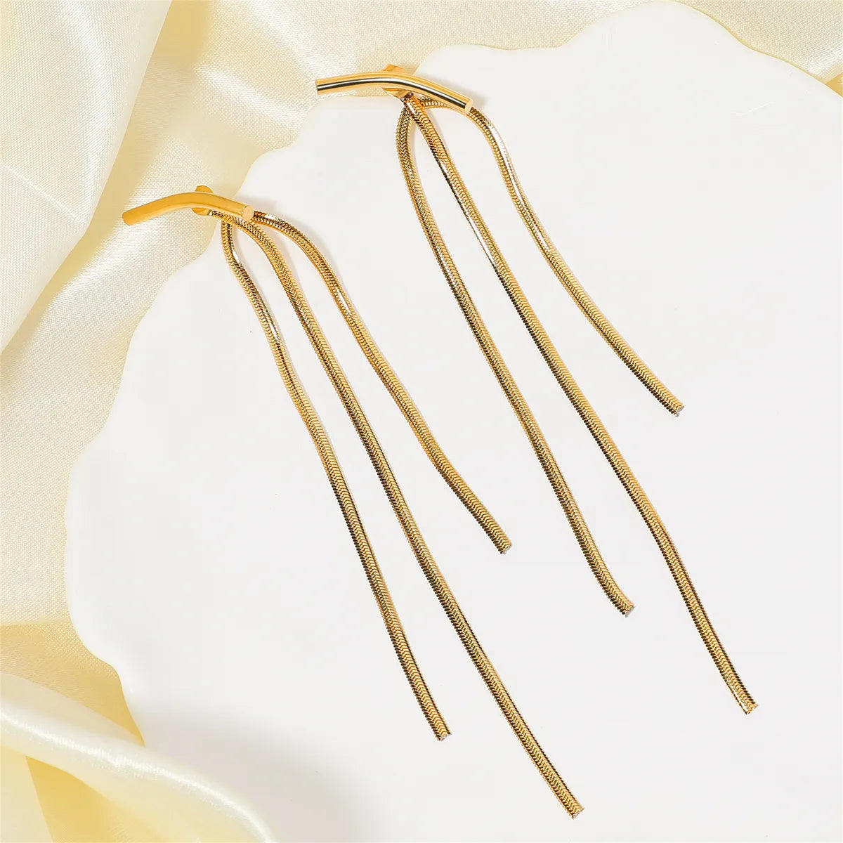 1 Pair IG Style Simple Style Star Tassel Stainless Steel Titanium Steel 18K Gold Plated Drop Earrings