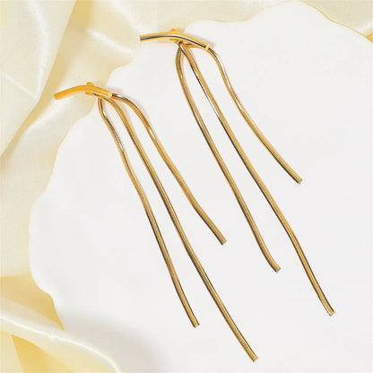 1 Pair IG Style Simple Style Star Tassel Stainless Steel Titanium Steel 18K Gold Plated Drop Earrings