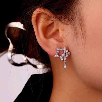 1 Pair Ig Style Simple Style Star Water Droplets Flower Plating Inlay Copper Zircon White Gold Plated Drop Earrings Ear Studs