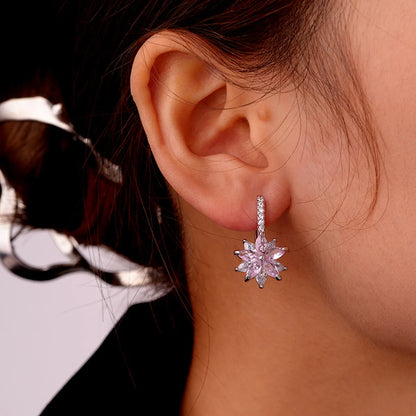 1 Pair Ig Style Simple Style Star Water Droplets Flower Plating Inlay Copper Zircon White Gold Plated Drop Earrings Ear Studs