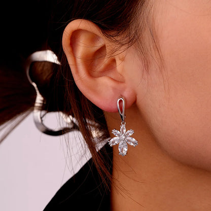 1 Pair Ig Style Simple Style Star Water Droplets Flower Plating Inlay Copper Zircon White Gold Plated Drop Earrings Ear Studs