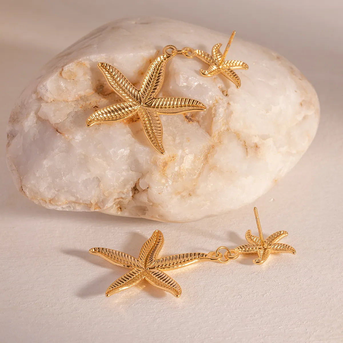 1 Pair Ig Style Simple Style Starfish Plating Stainless Steel 18k Gold Plated Drop Earrings