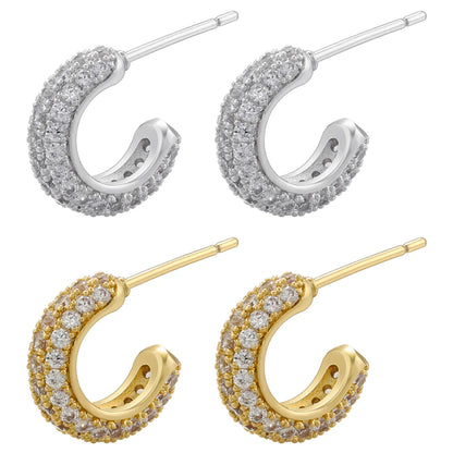 1 Pair Ig Style Simple Style Streetwear C Shape Plating Inlay Copper Zircon 18k Gold Plated Ear Studs