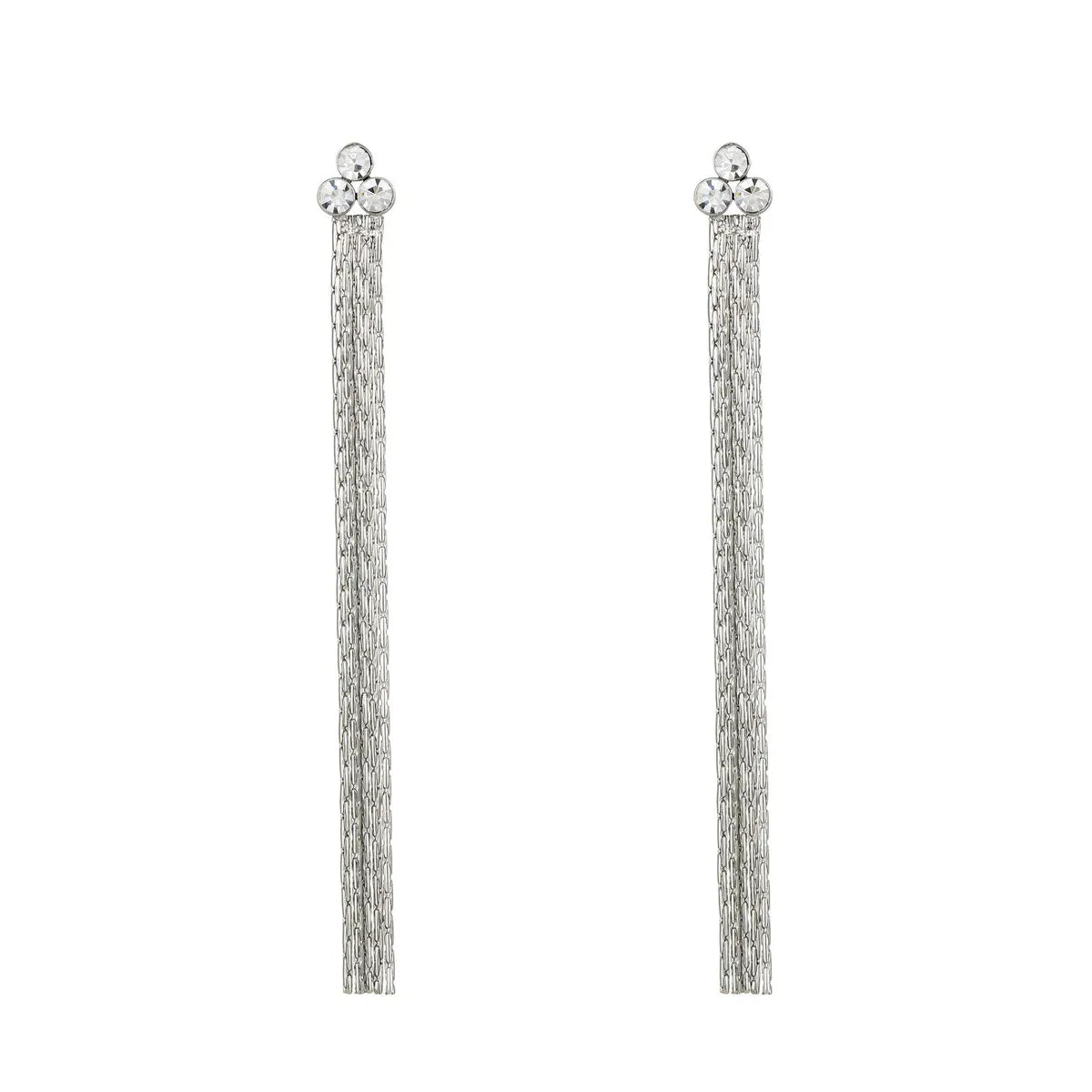 1 Pair IG Style Simple Style Tassel Inlay Titanium Steel Zircon Earrings