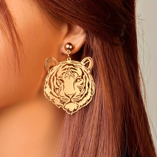 1 Pair IG Style Simple Style Tiger Hollow Out Alloy Drop Earrings