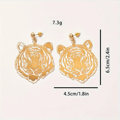 1 Pair IG Style Simple Style Tiger Hollow Out Alloy Drop Earrings