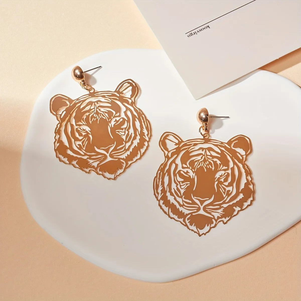 1 Pair IG Style Simple Style Tiger Hollow Out Alloy Drop Earrings