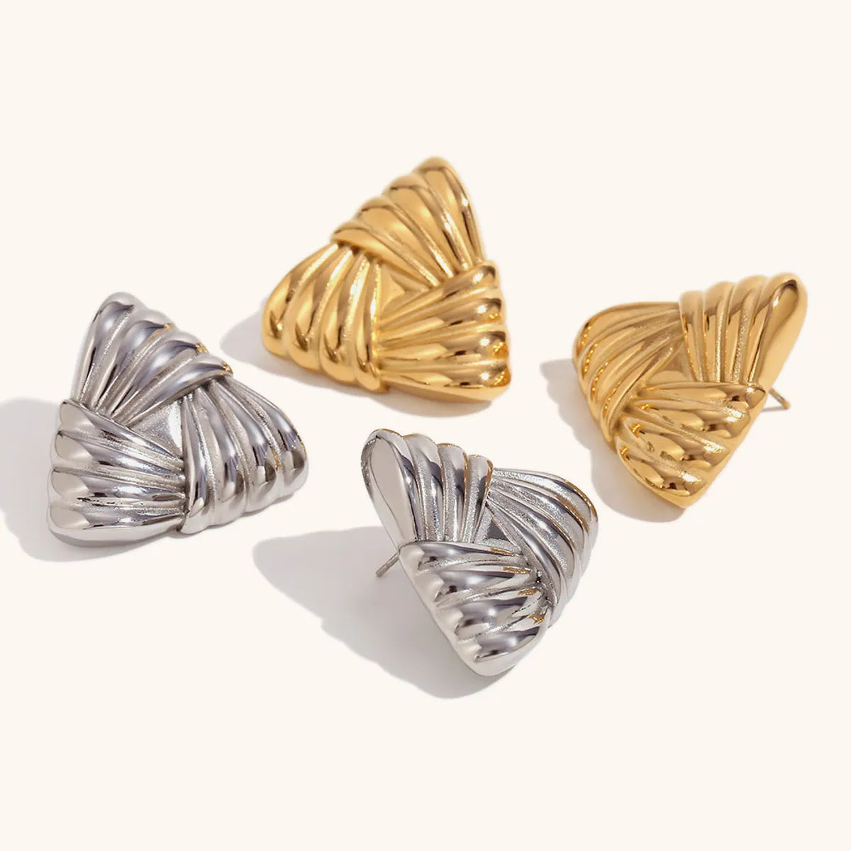 1 Pair Ig Style Simple Style Triangle Plating Stainless Steel 18k Gold Plated Ear Studs