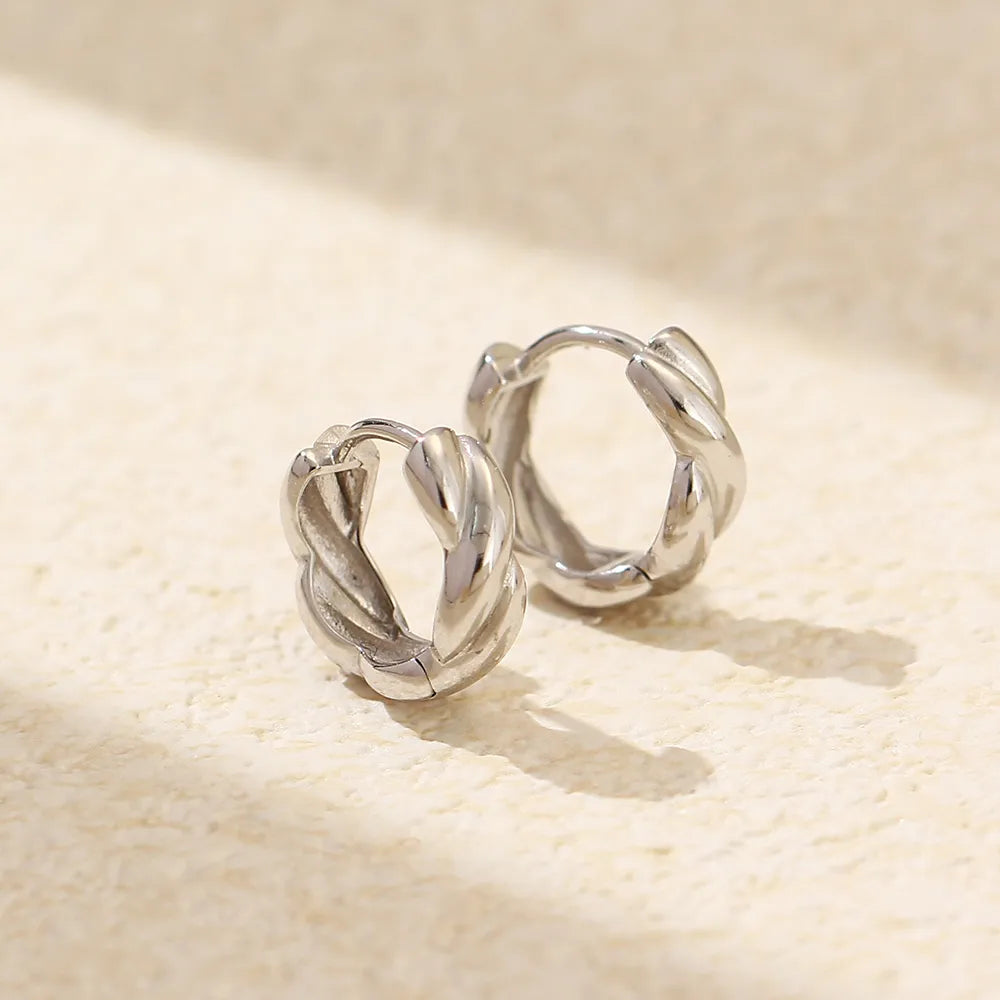 1 Pair IG Style Simple Style Twist Sterling Silver Earrings