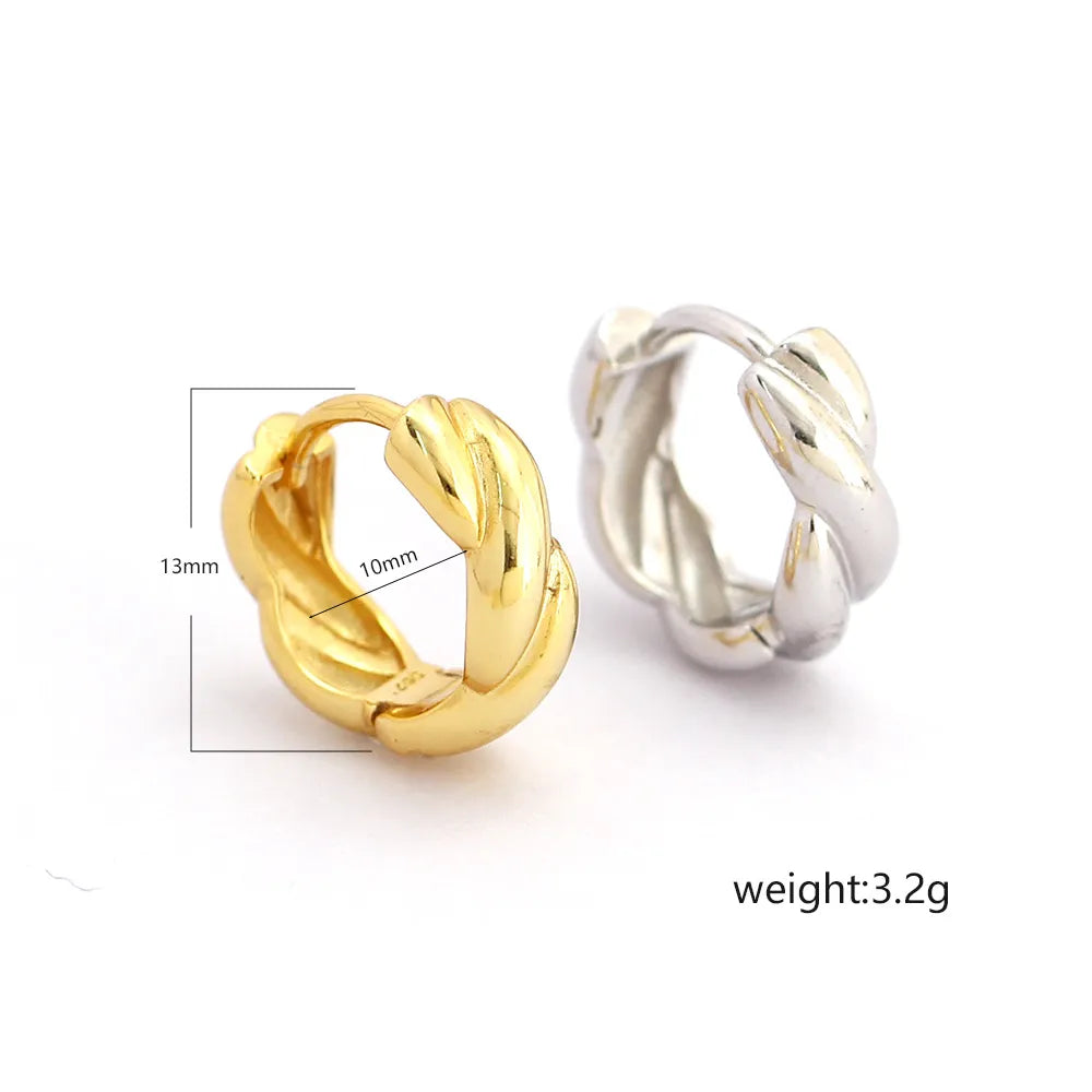 1 Pair IG Style Simple Style Twist Sterling Silver Earrings