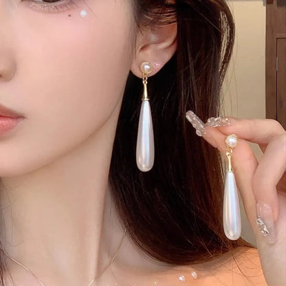 1 Pair IG Style Simple Style U Shape Geometric Flower Inlay Imitation Pearl Artificial Pearls Rhinestones Drop Earrings Ear Studs