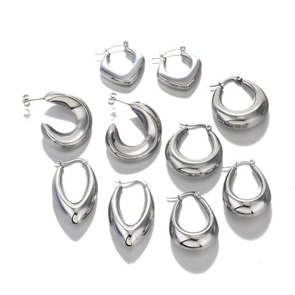 1 Pair Ig Style Simple Style U Shape Oval Solid Color Polishing Stainless Steel Earrings