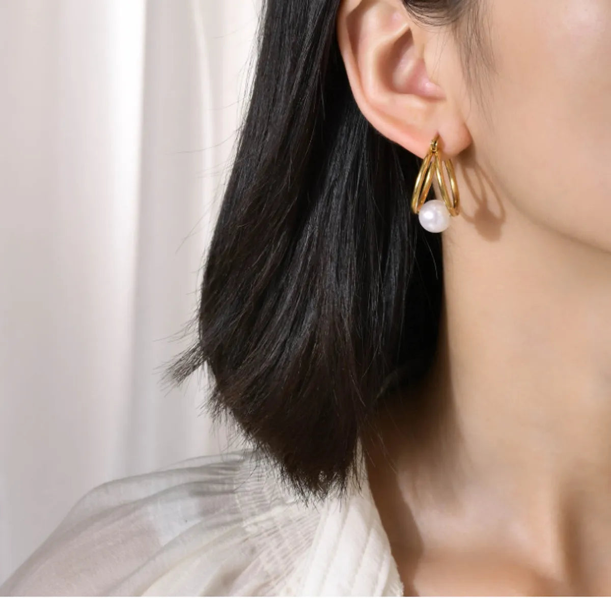 1 Pair Ig Style Simple Style U Shape Plating Inlay Titanium Steel Artificial Pearls 18k Gold Plated Earrings