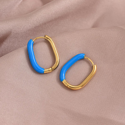 1 Pair Ig Style Simple Style U Shape Polishing Plating Stainless Steel Synthetic Resin 14k Gold Plated Earrings