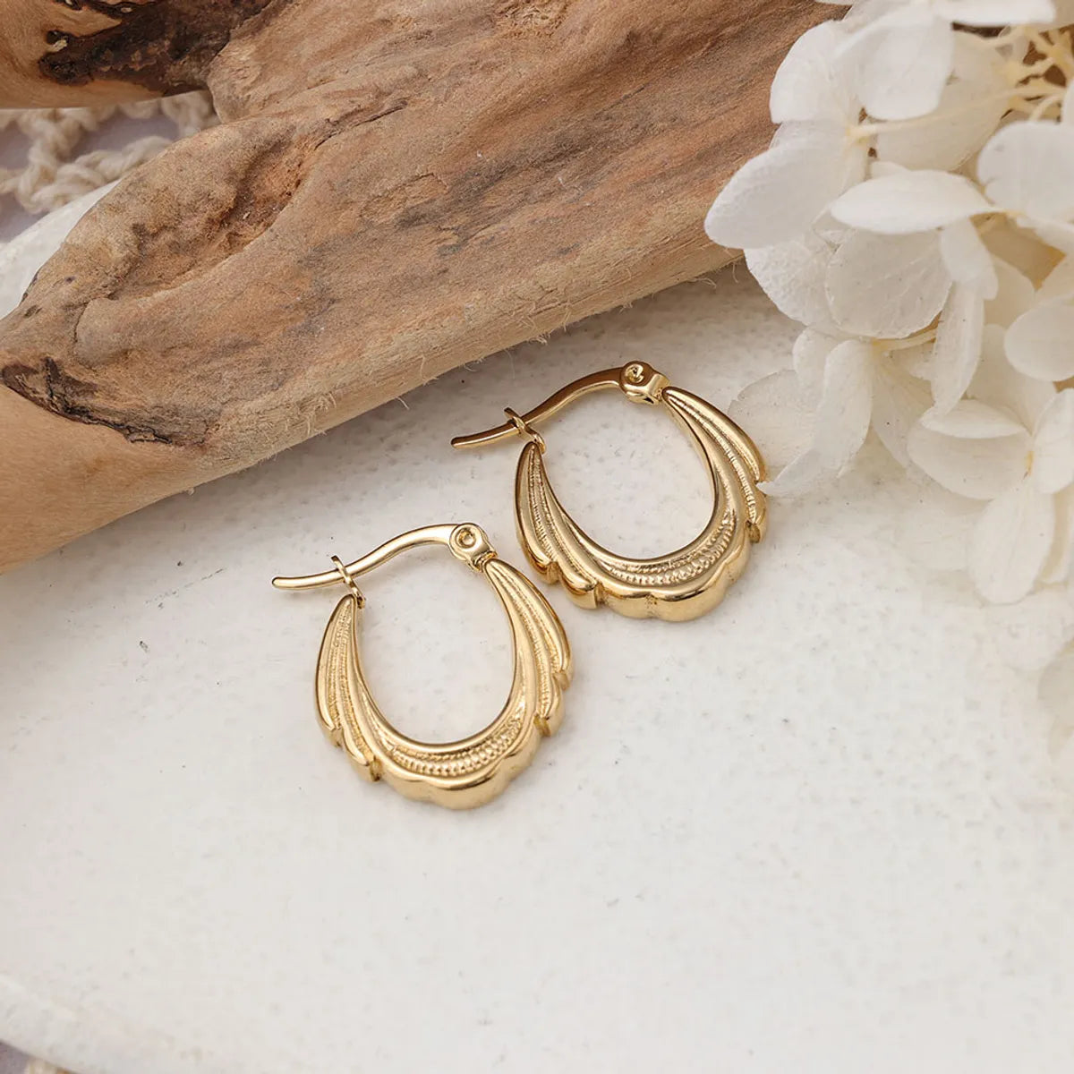 1 Pair IG Style Simple Style U Shape Solid Color Plating 304 Stainless Steel Earrings