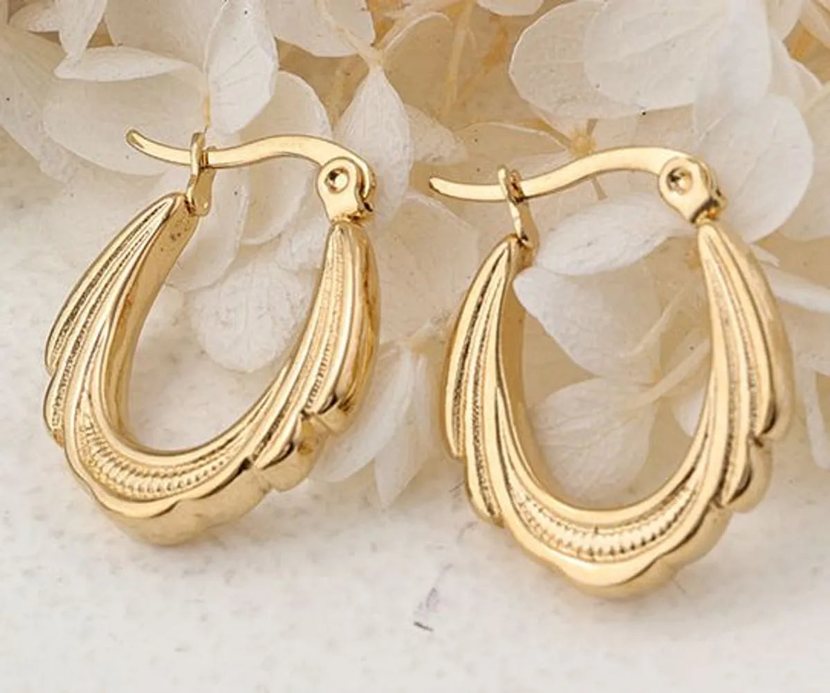 1 Pair IG Style Simple Style U Shape Solid Color Plating 304 Stainless Steel Earrings