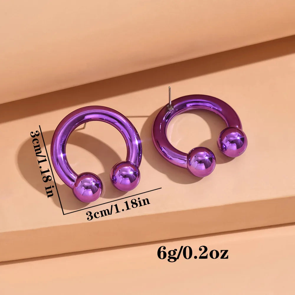 1 Pair IG Style Simple Style U Shape Spray Paint Arylic Ear Studs