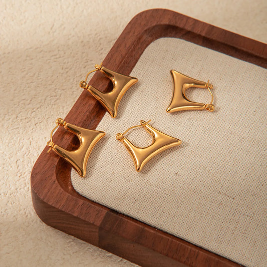 1 Pair Ig Style Simple Style U Shape Trapezoid Plating Stainless Steel Gold Plated Earrings