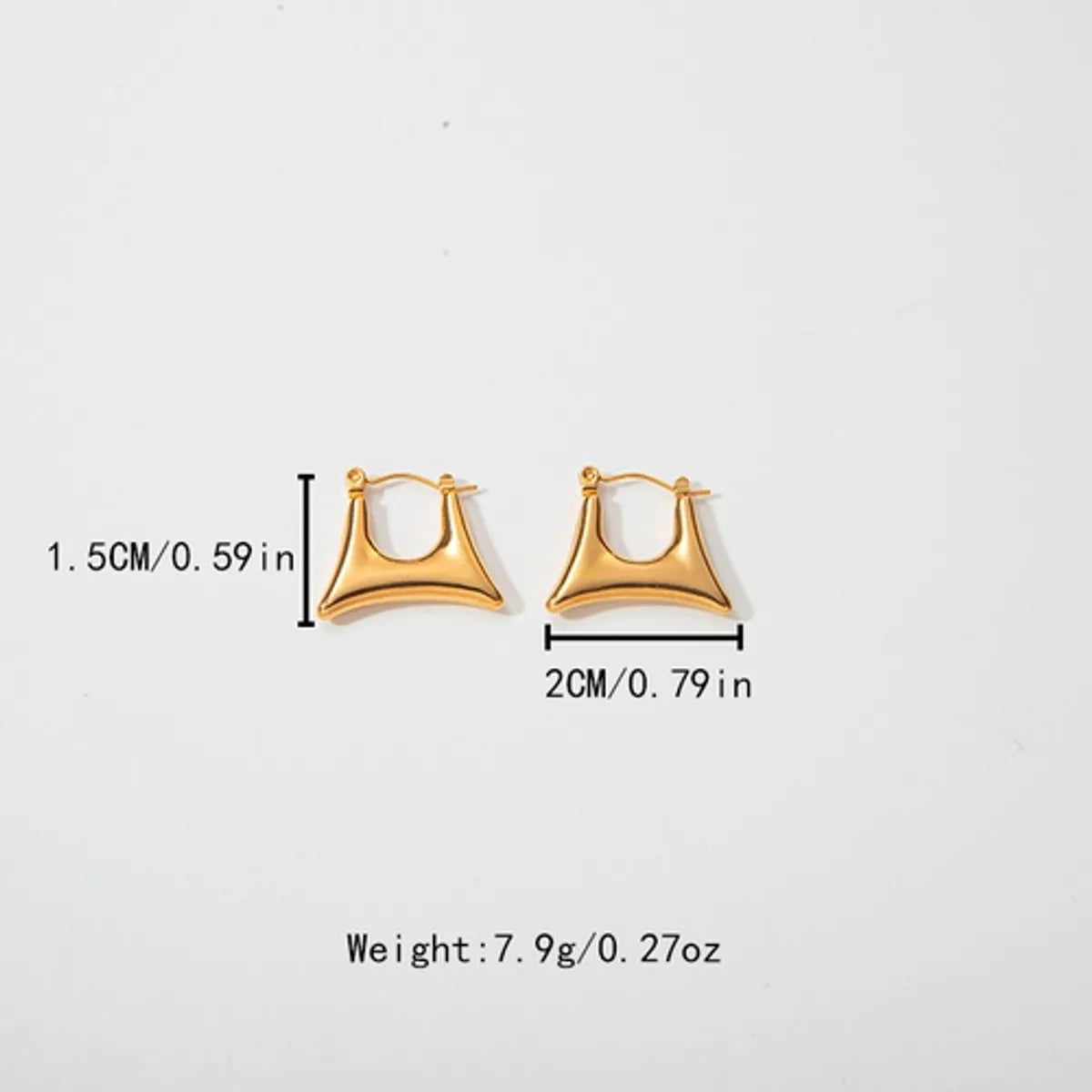 1 Pair Ig Style Simple Style U Shape Trapezoid Plating Stainless Steel Gold Plated Earrings