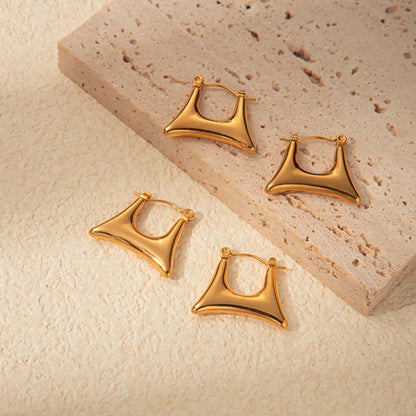 1 Pair Ig Style Simple Style U Shape Trapezoid Plating Stainless Steel Gold Plated Earrings