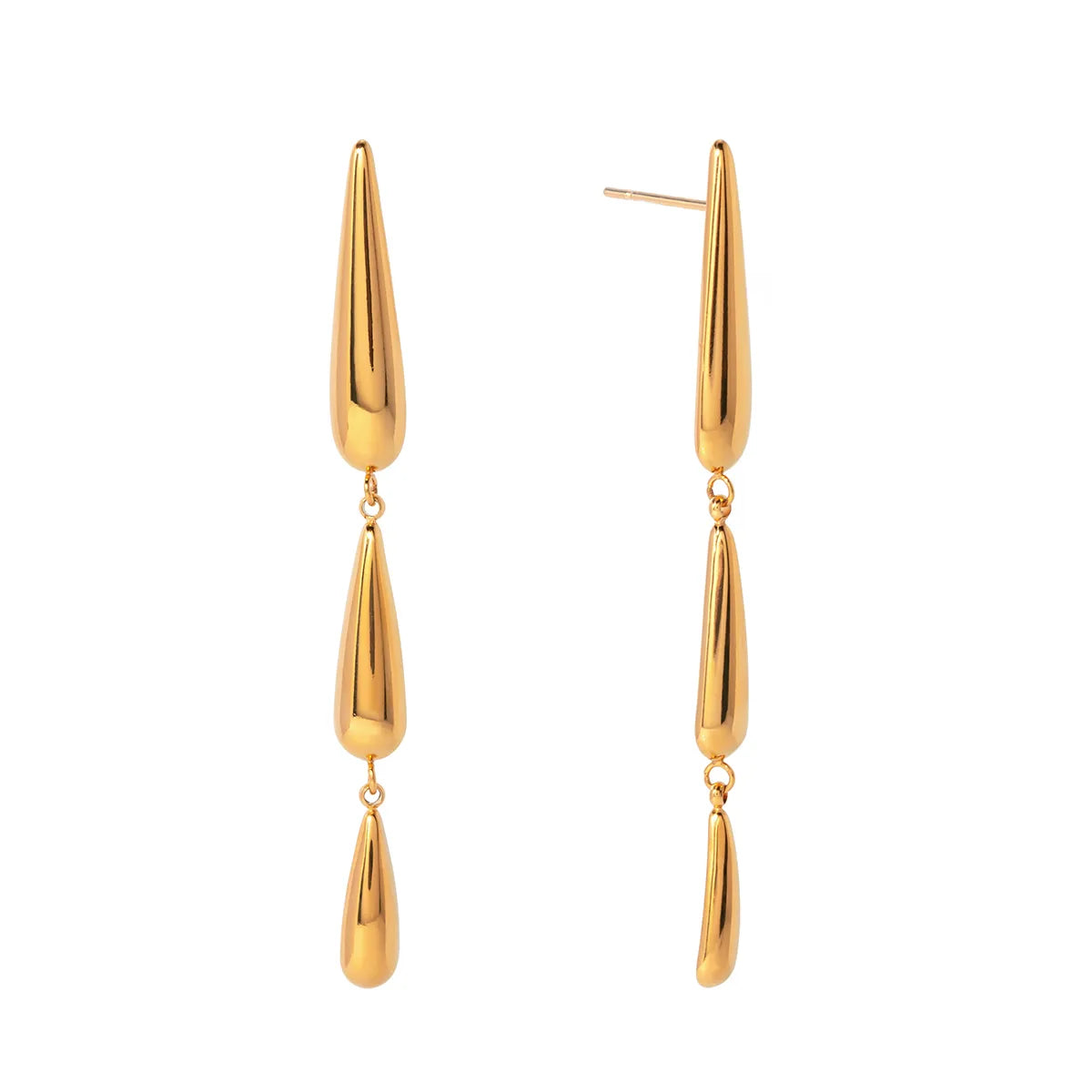 1 Pair IG Style Simple Style Water Droplets 304 Stainless Steel 18K Gold Plated Drop Earrings