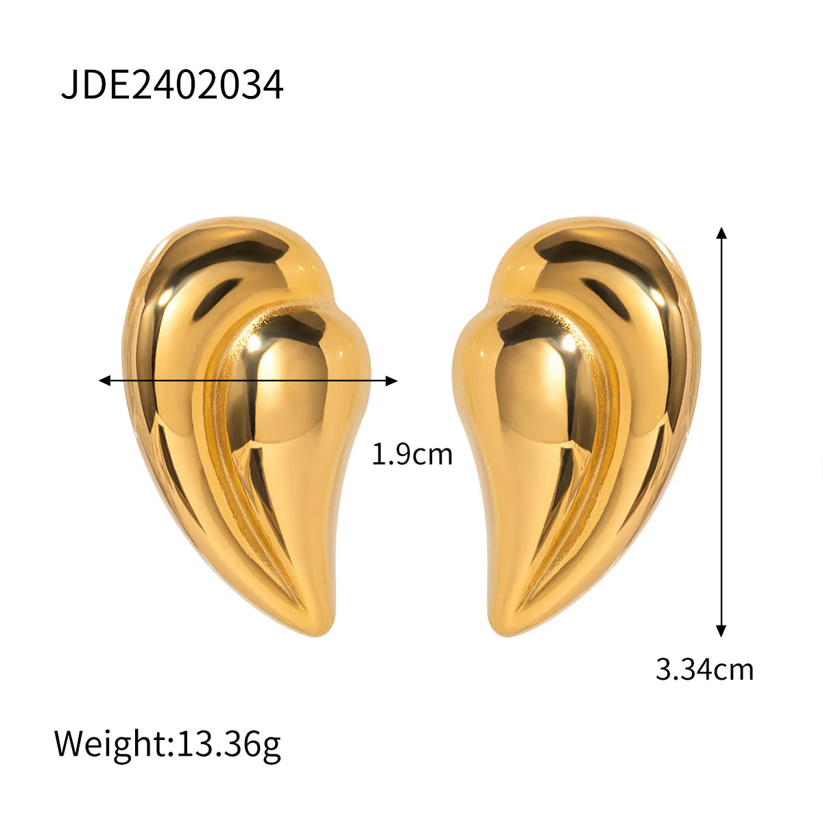 1 Pair IG Style Simple Style Water Droplets 316 Stainless Steel  18K Gold Plated Ear Studs