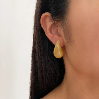 1 Pair IG Style Simple Style Water Droplets Arylic 18K Gold Plated Ear Studs