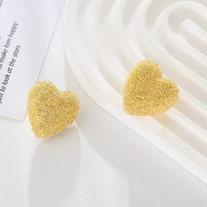 1 Pair IG Style Simple Style Water Droplets Heart Shape Plating Alloy Ear Studs