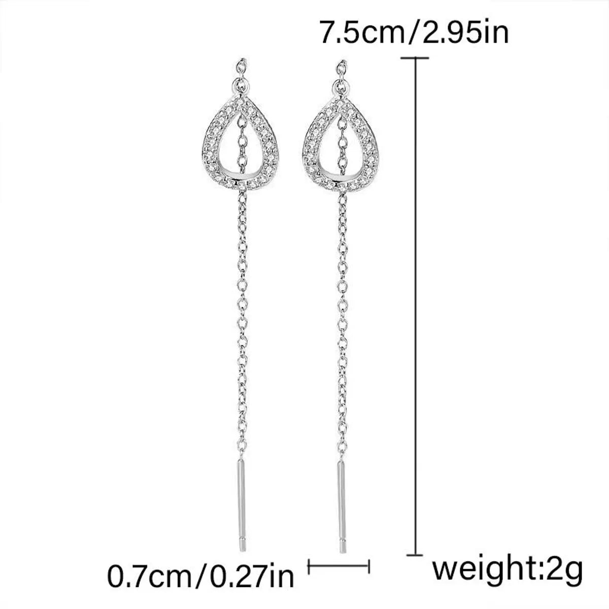 1 Pair IG Style Simple Style Water Droplets Hollow Out Inlay Alloy Rhinestones Ear Line