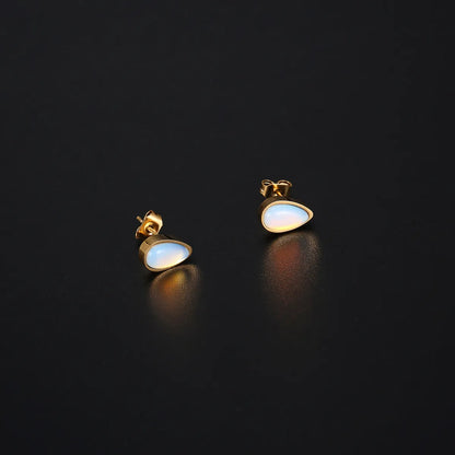 1 Pair Ig Style Simple Style Water Droplets Plating Inlay Stainless Steel Opal 18k Gold Plated Ear Studs