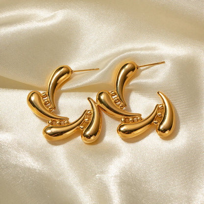 1 Pair Ig Style Simple Style Water Droplets Plating Stainless Steel 18k Gold Plated Ear Studs