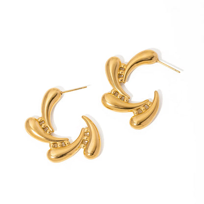 1 Pair Ig Style Simple Style Water Droplets Plating Stainless Steel 18k Gold Plated Ear Studs