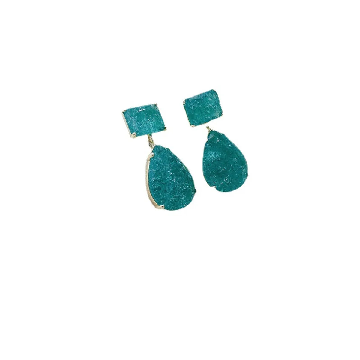 1 Pair Ig Style Simple Style Water Droplets Rectangle Plating Inlay Copper Crystal Drop Earrings