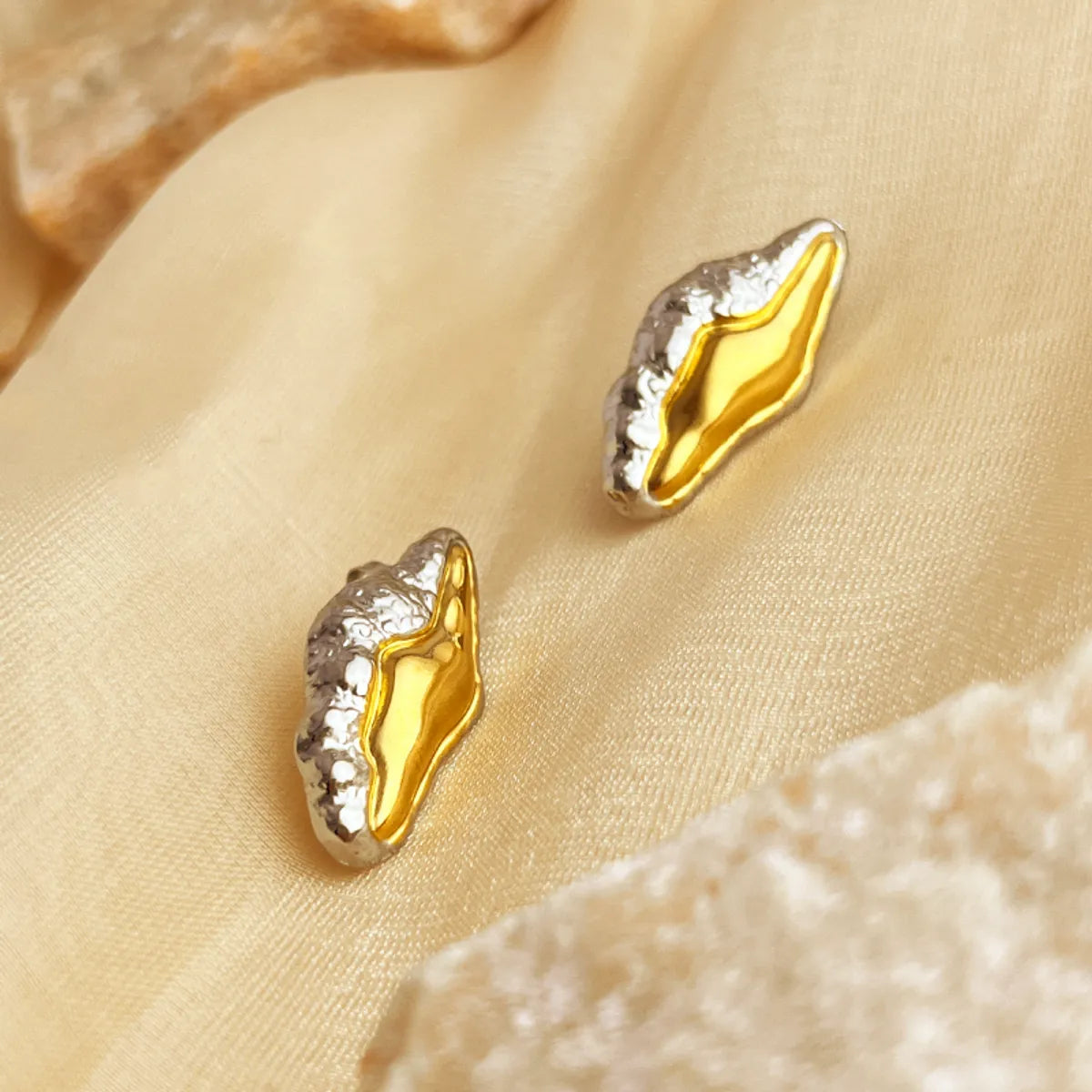 1 Pair IG Style Simple Style Water Droplets Shell Pleated 304 Stainless Steel 18K Gold Plated Ear Studs