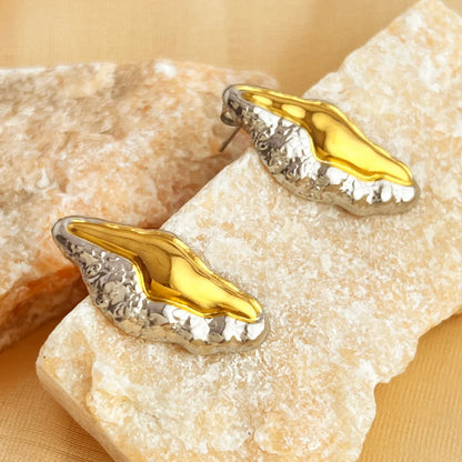 1 Pair IG Style Simple Style Water Droplets Shell Pleated 304 Stainless Steel 18K Gold Plated Ear Studs