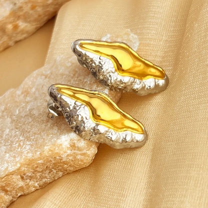 1 Pair IG Style Simple Style Water Droplets Shell Pleated 304 Stainless Steel 18K Gold Plated Ear Studs