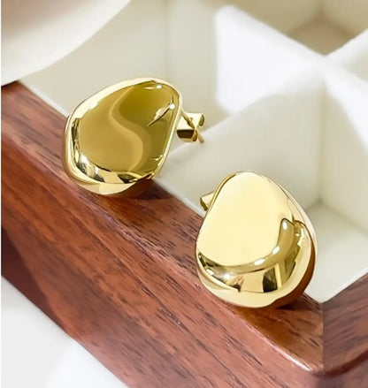 1 Pair IG Style Simple Style Water Droplets Solid Color Stainless Steel 18K Gold Plated Ear Studs