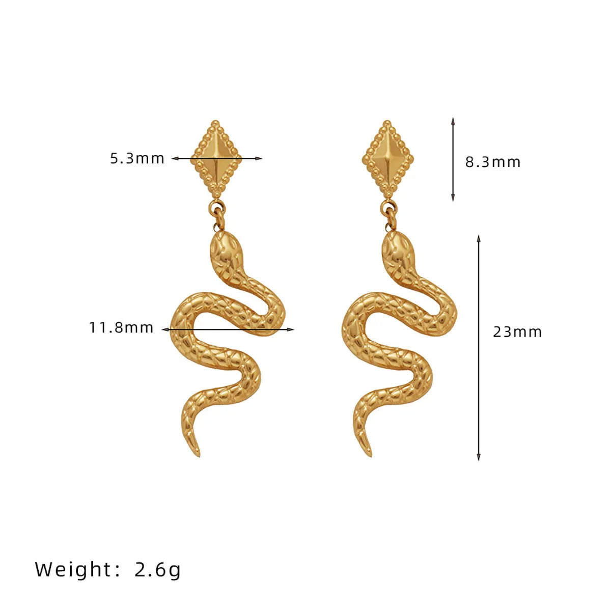 1 Pair IG Style Snake Stainless Steel Drop Earrings