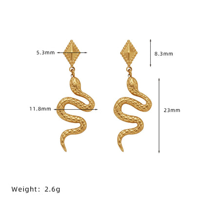 1 Pair IG Style Snake Stainless Steel Drop Earrings