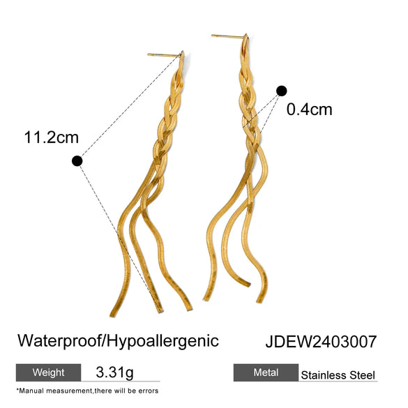 1 Pair IG Style Solid Color Plating 304 Stainless Steel 18K Gold Plated Drop Earrings